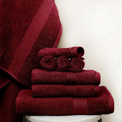 Hurbane Home Unisex Plain 8-Count 100% Pure Cotton Set - 2 Bath Towels, 2 Hand Towels, 4 Washcloths, Super Soft, Water Absorbent, Pouch Pack for Bathroom Home Use