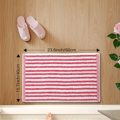 1pc Fluffy Bath Rug Bathroom Mat, Extra Soft Bath Mat, Easy Stripes Absorbent Premium Bathroom Rug, Non-Slip Comfortable Bathroom Mat for Bathroom Floor, Sink, Bathtub, Shower Room, Home Decor Christmas Decor Christmas Gift