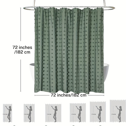 [Bohemian Polka Dot] Bohemian Chic Polka Dot Shower Curtain with White Hooks, Machine Washable Polyester Bathroom Decor