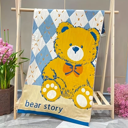 Cotton Bath Towel, Oversized Cartoon Gauze Towel, Super Soft Highly Absorbent Quick-Drying, for Home Bathroom, Breathable Comfortable Household Towel
