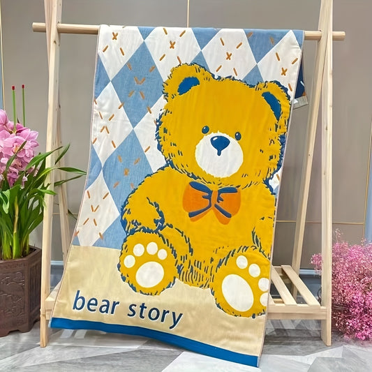Cotton Bath Towel, Oversized Cartoon Gauze Towel, Super Soft Highly Absorbent Quick-Drying, for Home Bathroom, Breathable Comfortable Household Towel