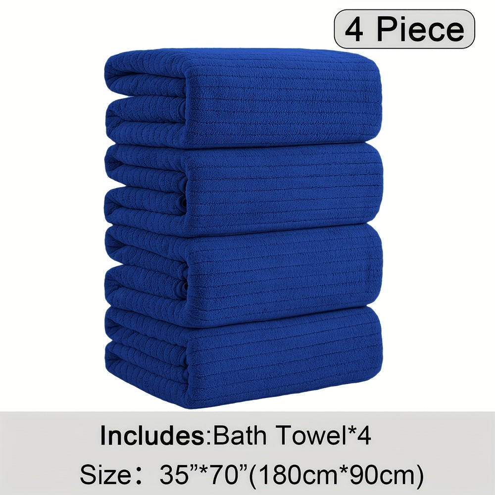 4pcs Oversized Bath Towels Set 90x180cm (35.43x70.87in) Ultra Soft Absorbent Microfiber Towels In Black, Gray, Teal, Purple & White Quick Dry, Lightweight, Highly Absorbent for Bathroom, Spa, Gym & Travel. Made Of Premium Microfiber.