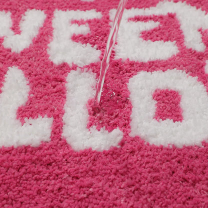 Classic Rectangle Pink Non-Slip Polyester Bath Mat - Absorbs Water, Quick-Dry, Machine-Washable Bath Rugs for Bathroom, Non-Customised Bathroom Accessory for Bathtub