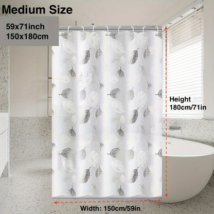 1pc Leaf Pattern Lightweight Shower Curtain Liner with Plastic Hooks And Metal Grommets, PEVA Plastic Bathroom Curtain, Autumn Bath Curtain, Window Curtain, Suitable for Hotel Family Domitory Apartment RV, Bathtub Decor