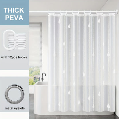 Bathroom 1pc Thick PEVA Shower Curtain Liner, Raindrop Stars Moon Romantic Pattern, Translucent Bathtub Bath Curtains, Bathing Cover Lining with Hooks