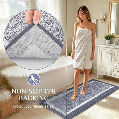 LOKHOM Bathroom Rug Sets, Non Slip, Absorbent Microfiber, Soft Farmhouse Bathroom Rug, Includes U-Shaped Toilet Mat, Shower, Machine Washable Home Goods Grey rug Cozy Bath Mat summerwins,back to school,dorm essentials,home decor,home essentials