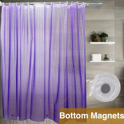 Clear Heavyweight 1pc Bathroom Curtain Liner with Magnets, 71' W x 71' H, Shower Curtain, Bath Curtain, Bathroom Curtain, Window Curtain, Transparent Crystal Shower Curtain with Plastic Hooks, Home Decor, Bath Decor