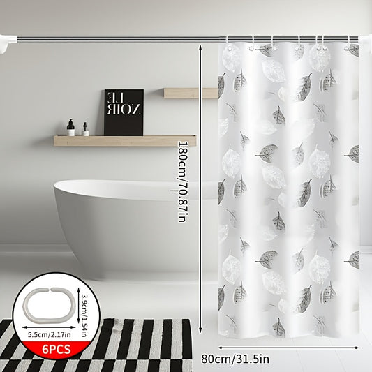 Fresh Leaf High-End Bathroom Shower Curtain, Thickened Shower Curtain, Bathroom Partition Door Curtain, Shower Curtain, Shower Cover, Shower Room Partition, Geometric Printed Shower Curtain
