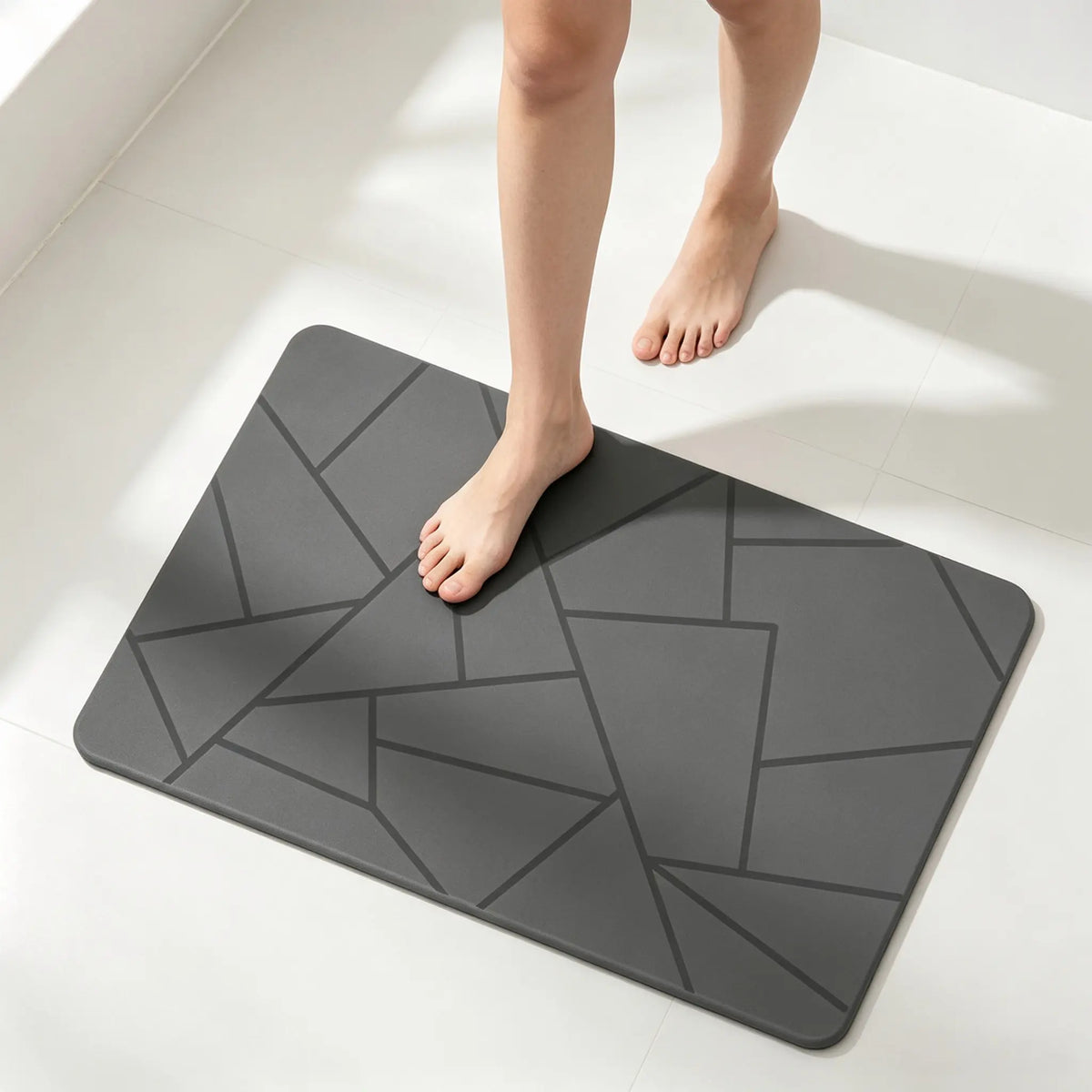23.5"×15" Natural Diatomite Stone Bath Mat, Quick Drying Non-Slip Super Absorbent Minimalist Bathroom Shower Mat, Easy Clean Durable Floor Rug