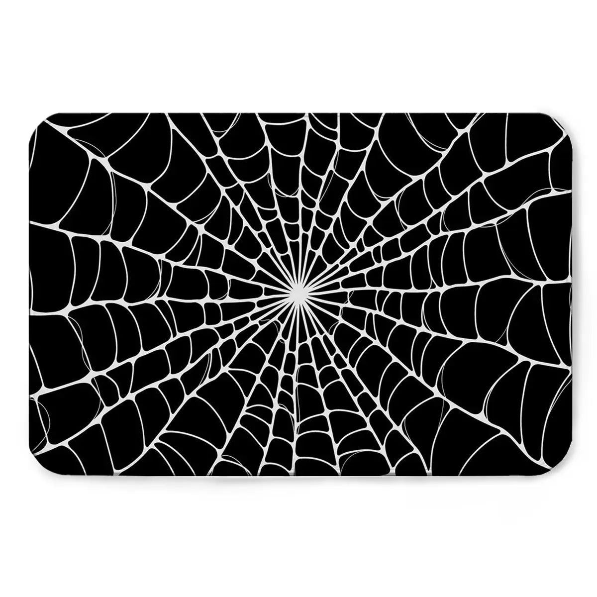 Black & White Spider Web Bath Mat, Flannel Floor Rug for Bathroom, Bold Halloween Home Decor for Shower Tub Bedroom Entryway Dorm Room, Seasonal Housewarming Birthday Christmas Gift
