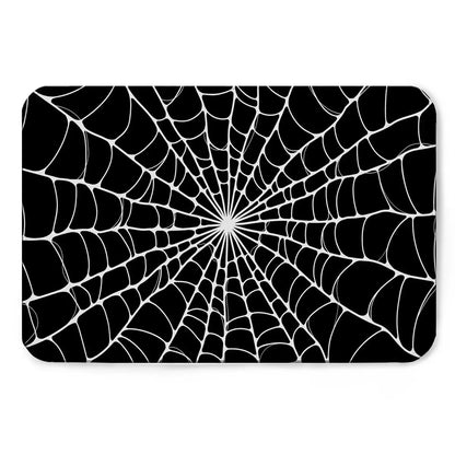 Black & White Spider Web Bath Mat, Flannel Floor Rug for Bathroom, Bold Halloween Home Decor for Shower Tub Bedroom Entryway Dorm Room, Seasonal Housewarming Birthday Christmas Gift