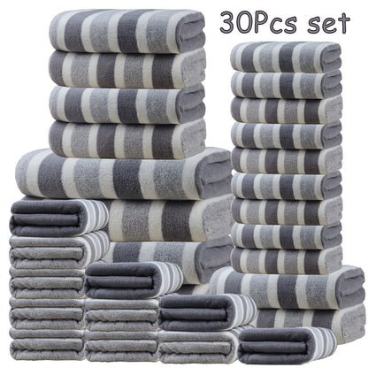30pcs Large Wide Super Soft Coral Bath Towel Set, Quick Drying, Fast Absorption, Lightweight, Very Suitable for Home, Hotel And Spa Use, Outdoor Fitness, Camping Towel Bath Towel Set Christmas Gift Towel Bath Towel Set