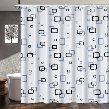 Small Checkered Shower Curtain, PEVA Material, Easy to Clean, All-Season Bathroom Decor, Home Curtain, with Rivet Holes at the Top and 6-12 Hooks, Suitable for Bathrooms, Privacy Barrier, Quick-Drying and Washable, Light-Blocking, Shower