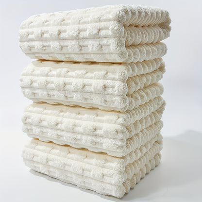 Bath Towels 4-Pack 70 X 140 Cm, 4pcs Bath Towels 70 X 140 Cm/27.5 X 55.1 Inches 4-Packs Ultra-Absorbent Waffle Weave Bath Towels, Soft, Quick-Dry, Durable, Unscented Coral Fleece Towels for Spa, Gym, And Home Use