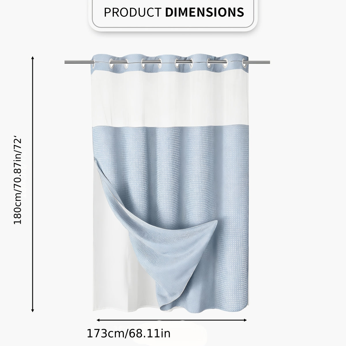 Double Layer Bath Curtain with Large Hole Dots, Polyester