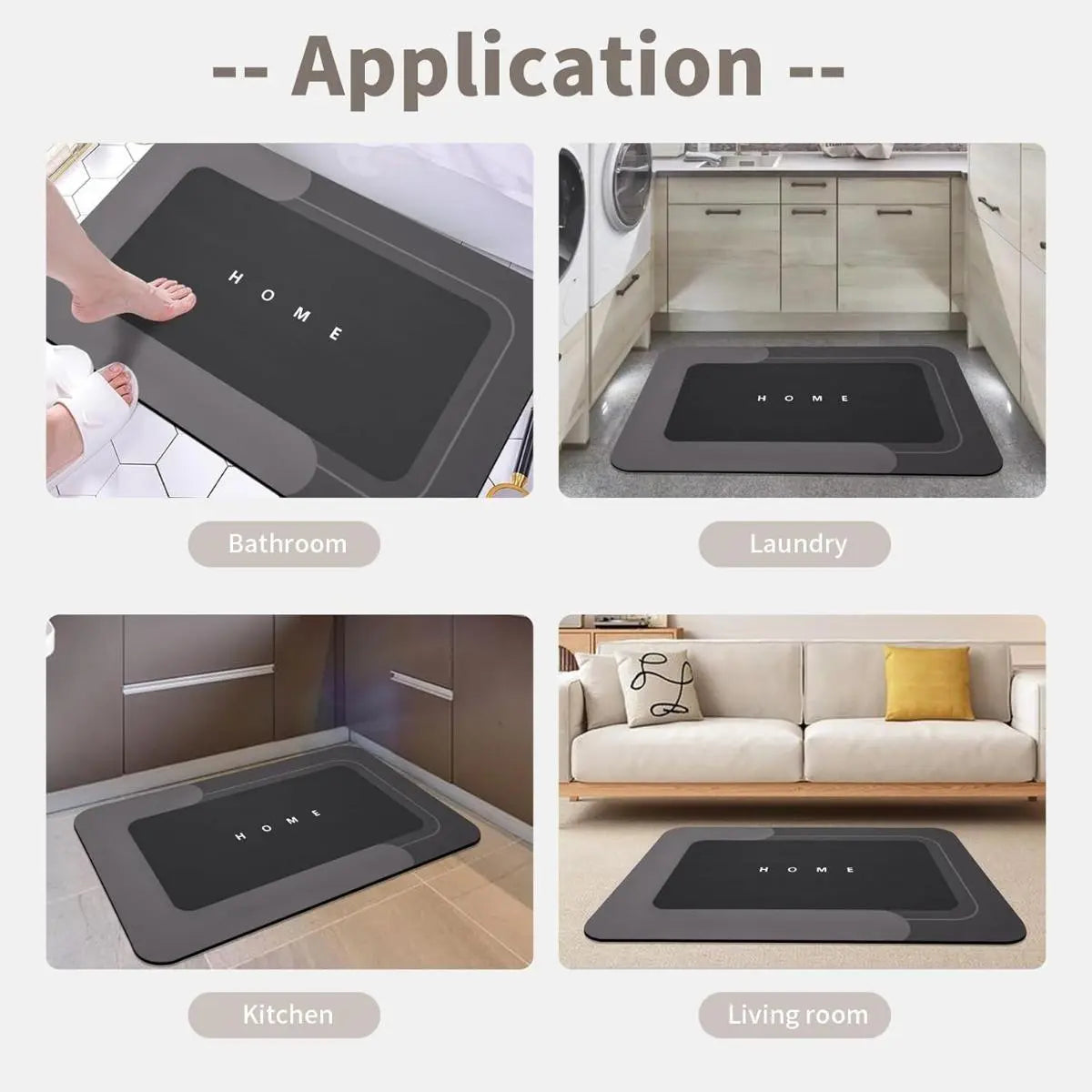 3PCS Multi-Size Modern Bathroom Rug Sets - Nonslip Diatomite-TRP Rectangle Anti-Slip Border Combo Set Bath Mats with Rubber Backing, Durable, Water-Absorbent, Quick-Dry for Indoor Bathroom Home Supplies