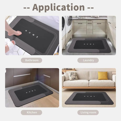 3PCS Multi-Size Modern Bathroom Rug Sets - Nonslip Diatomite-TRP Rectangle Anti-Slip Border Combo Set Bath Mats with Rubber Backing, Durable, Water-Absorbent, Quick-Dry for Indoor Bathroom Home Supplies
