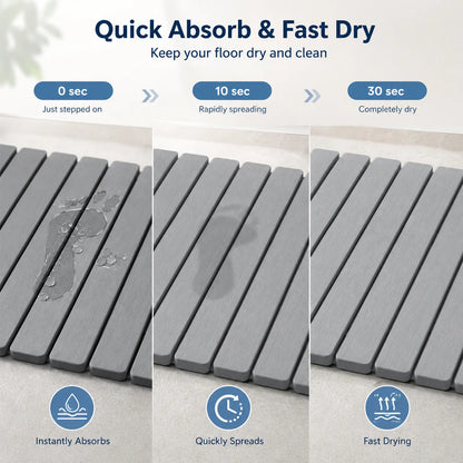 Large Diatomaceous Earth Stone Bath Mat - 24x16 in Shower Rugs for Bathroom, Water Absorbent Mat, Quick Dry, Heat Resistant, Durable, Eco-Friendly Bathroom Accessories, Box Pack