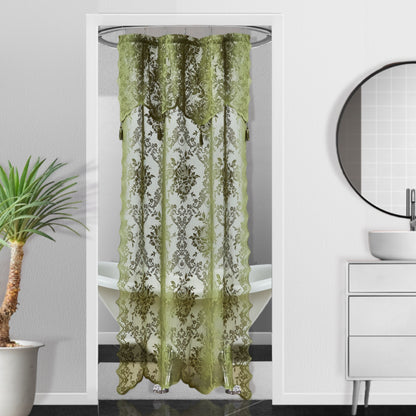 WARM HOME DESIGNS Luxury Lace Shower Curtain with Attached Valance & Tassels in Many Colors and Sizes