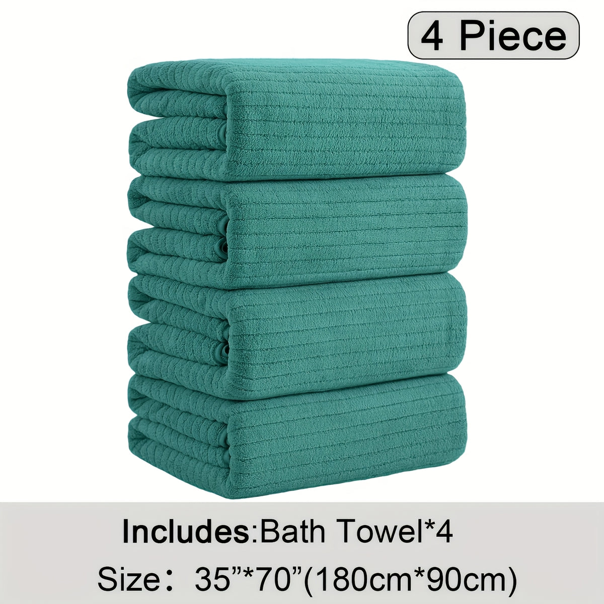 4pcs Oversized Bath Towels Set 90x180cm (35.43x70.87in) Ultra Soft Absorbent Microfiber Towels In Black, Gray, Teal, Purple & White Quick Dry, Lightweight, Highly Absorbent for Bathroom, Spa, Gym & Travel. Made Of Premium Microfiber.