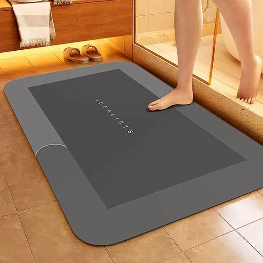 Minimalist Modern Rectangle Diatomite Bath Mat - 3-in-1, 3.5mm Thick Bathroom Rug, Quick Drying, Absorbent, Anti-Skid, Mold-Free Indoor Bath Mat for Shower, Laundry Room, Indoor Bath Mats