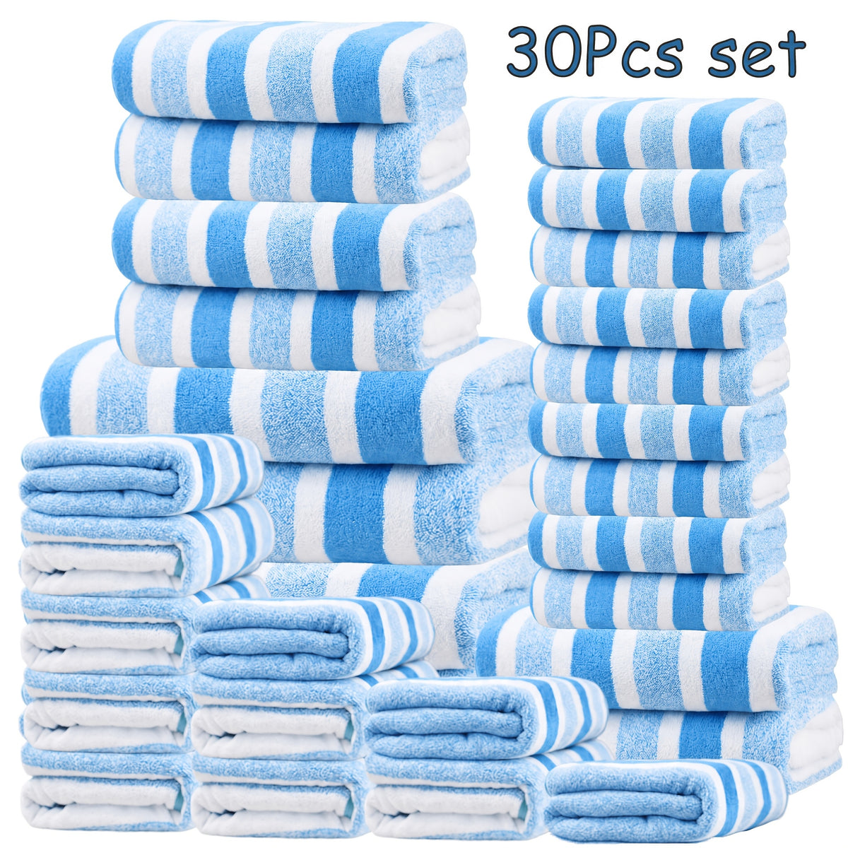 30pcs Large Wide Super Soft Coral Bath Towel Set, Quick Drying, Fast Absorption, Lightweight, Very Suitable for Home, Hotel And Spa Use, Outdoor Fitness, Camping Towel Bath Towel Set Christmas Gift Towel Bath Towel Set