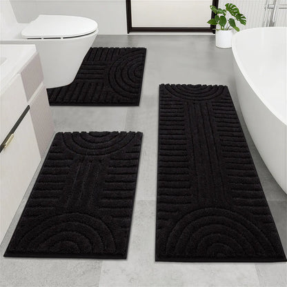 [Back to School] HEBE Bathroom Rugs Sets 3 Piece Bathroom Shower Rugs with U-Shaped Contour Toilet Mat Absorbent Microfiber Plush Bath Mats Non Slip Bath Rugs Machine Washable Shaggy Bath Mat Set summerwins,dorm essentials,home decor,home essentials