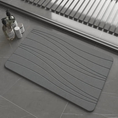 Stone Bath Mat for Bathroom, Diatomaceous Earth Mat - Fast-Drying, Non-Slip, Super Absorbent (23.6"×15.4" White Flow)