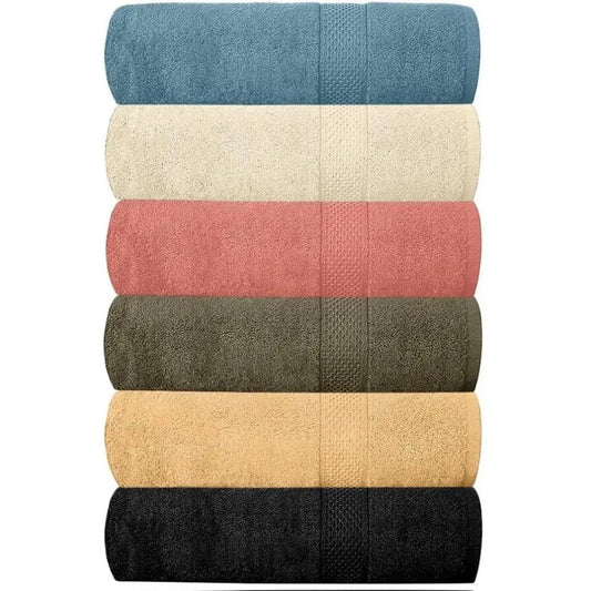 QUBALINENZ Hotel & Spa 100% Cotton Bath Towels Pack of 6 Ultra Soft Quick Dry Lightweight Highly Absorbent Multi-Color 24" x 48" for Shower Spa Gym Pool Hotel Resort Daily Use