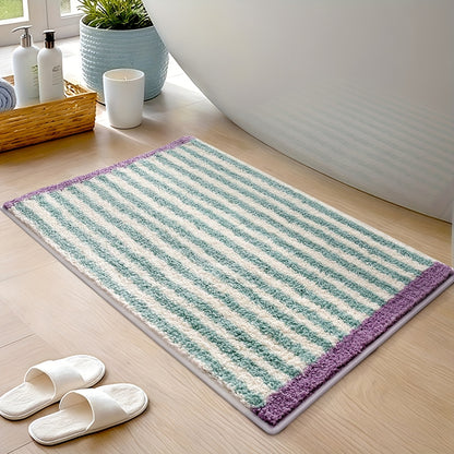1pc Fluffy Bath Rug Bathroom Mat, Extra Soft Bath Mat, Easy Stripes Absorbent Premium Bathroom Rug, Non-Slip Comfortable Bathroom Mat for Bathroom Floor, Sink, Bathtub, Shower Room, Home Decor Christmas Decor Christmas Gift