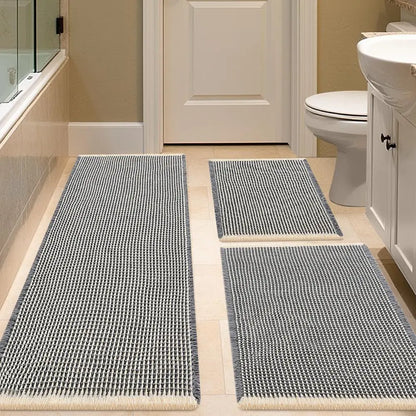 IM HOME Waffle Bath Mat 2 Piece/3 Piece Set, Boho Woven Modern Bath Mat Rugs, Absorbent Bathroom Rugs, Soft Washable Bath Rugs with Tassels for Bathroom, Bedroom, Kitchen, Shower, Tub,Halloween