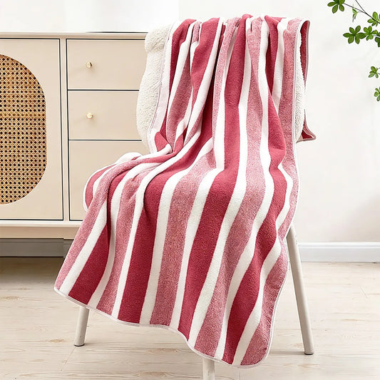 Striped Coral Fleece Bath Towel, Oversized 27.5*66.9 inches Ultra Soft Thickened Towels, Highly Absorbent Quick Dry Non-Shed with Hanging Loop,   Premium  Luxury Towels for Home Hotel Spa Bathroom Beach Premium