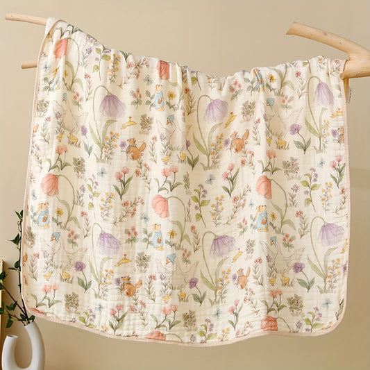 6-Ply Soft Soft Quick-Dry Bathroom Towel - Floral & Bunny Print, Breathable & Absorbent for Home, Travel, Camping, Beach - Perfect Holiday Gift for Thanksgiving, Easter, Christmas, Beach Travel Towel | Contemporary Design | Quickdry Material