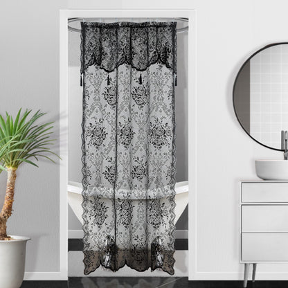 WARM HOME DESIGNS Luxury Lace Shower Curtain with Attached Valance & Tassels in Many Colors and Sizes