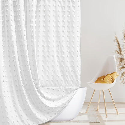 [Bohemian Polka Dot] Bohemian Chic Polka Dot Shower Curtain with White Hooks, Machine Washable Polyester Bathroom Decor