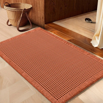 IM HOME Waffle Bath Mat Rugs 1/2/3 Piece, Boho Woven Modern Carpet, Absorbent Bathroom Rugs, Soft Washable Bath Rugs with Tassels for Bathroom, Bedroom, Kitchen, Shower, Tub,Halloween