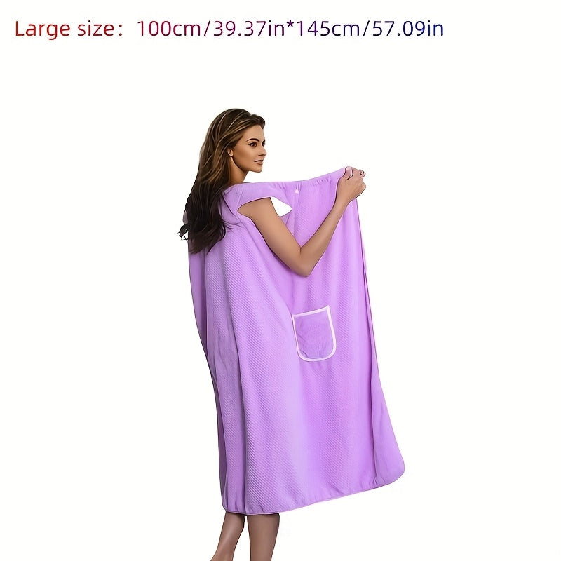1pc Bath Towel, Absorbent and Quick-drying Wearable Bath Towel, Women's with Pocket, Super Soft Bath Towel, for Bathroom Bedroom Spa, Ideal Bathroom Supplies