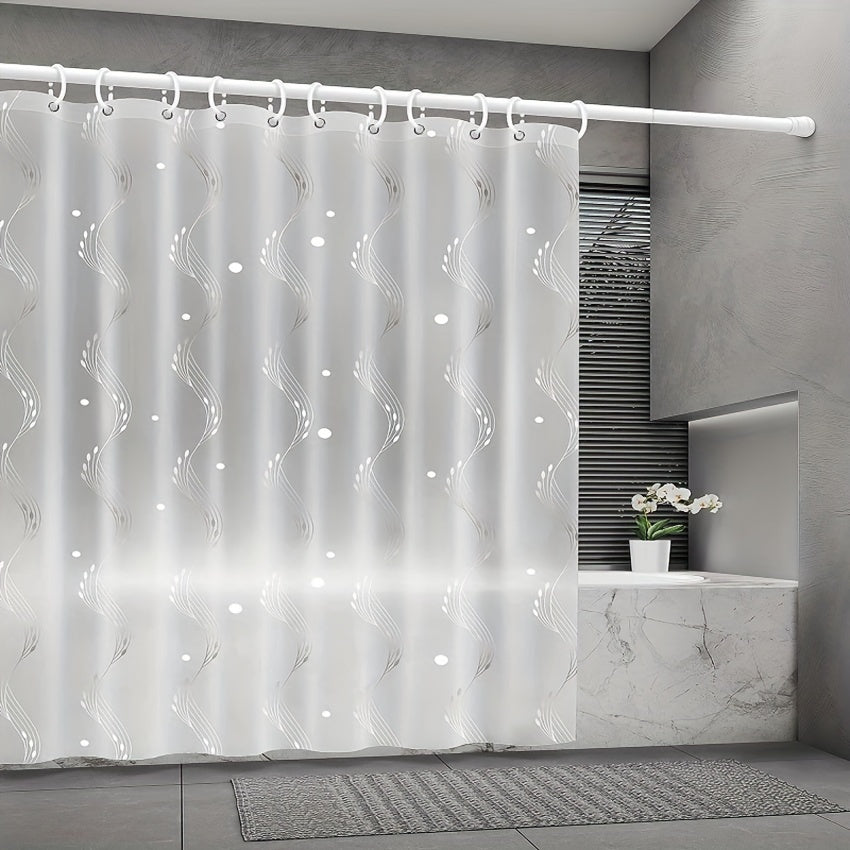 Bathroom 1pc Thick PEVA Shower Curtain Liner, Raindrop Stars Moon Romantic Pattern, Translucent Bathtub Bath Curtains, Bathing Cover Lining with Hooks