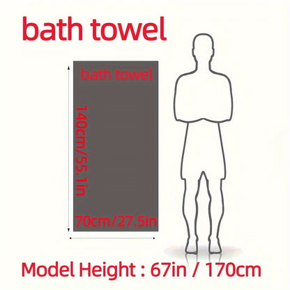 Self-Flying Bamboo Fiber Bath Towel Set of 3 / 3pcs • Bamboo Embroidered Bath Towel Set • Absorbent & Quick-drying Showering Towel • Super Soft & Skin-friendly Bathing Towel • for Home Bathroom • Ideal Bathroom Supplies 70*140cm/27.5*55.1in