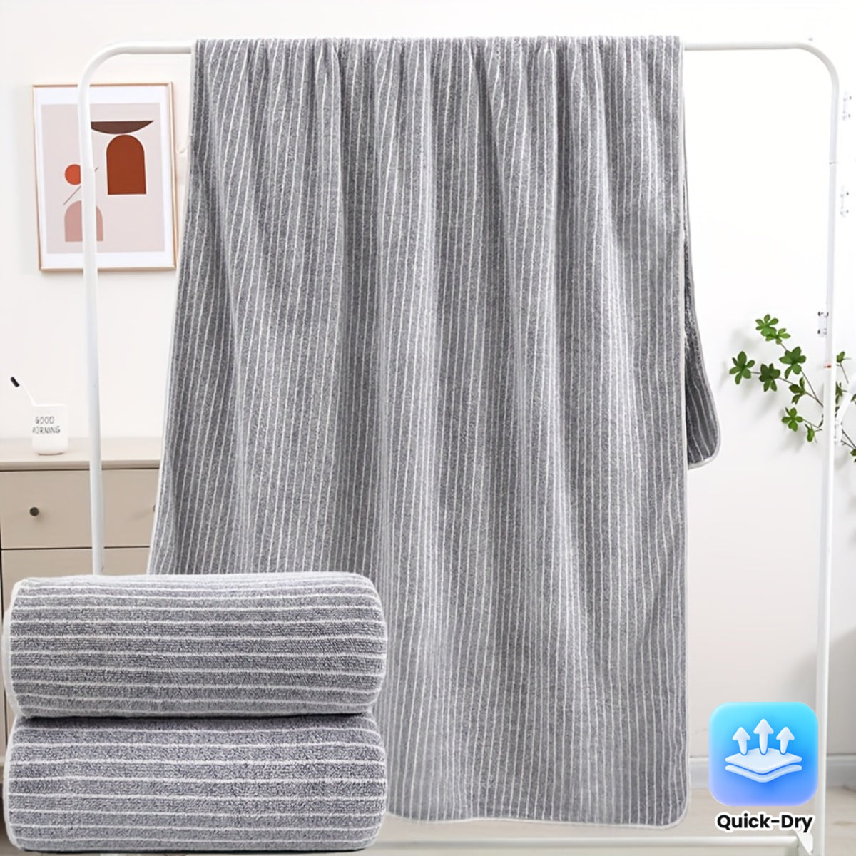 2pcs Extra Large Bath Towels 41.34x78.74inch - Super Absorbent Quick-Dry Microfiber with Contemporary Striped Design for Spa, Gym, Bathroom, Beach & Travel, Gym Musthave | Stylish Towel | Durable Fabric