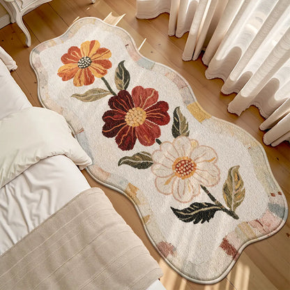 LUMI Trending Flower Patterned Non - slip Cozy Floor Mat, Single Piece, Ideal Decorative Carpet for Home - Living Room, Bedroom, Study. Must - have Vanity Decor & Household Ornament Rug Washable Non-Slip Floral Abstract Plush