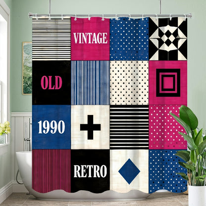 1pc Patchwork Shower Curtain with 16 Square Patches - Floral Plaid And Striped Designs, Durable Polyester Fabric, Machine Washable, 70.8X70.8 Inch Bathroom Decor with 12 Hooks, Shower Curtain for Bathrooms, Easy Maintenance, Home Decoration, Modern