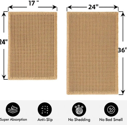 Waffle Bath Mat Runner Non Slip, Ultra Soft Absorbent Bathroom Rug for Shower Tub, Machine Washable, Boho Aesthetic Home Decor Carpet #Summervibes
