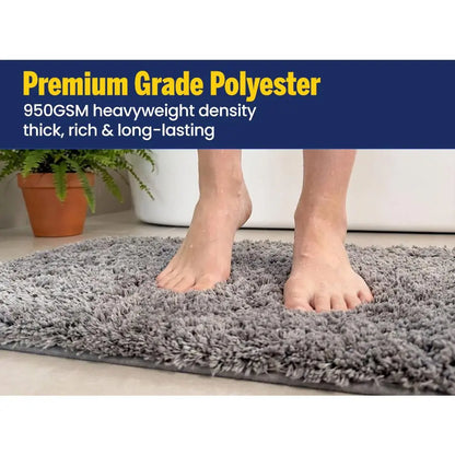 Muddy Mat® Fluffy Bathroom Rug, Soft Absorbent Microfiber Bath Mat, Non Slip, Quick Dry, Machine Washable for Bathroom Floor, Tub, Shower, Toilet and Sink