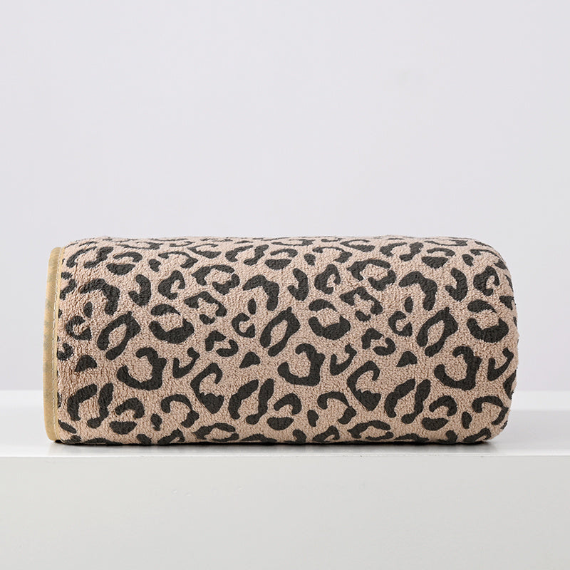 1 Luxury High-Quality Coral Spa Towel • Ultra-soft Microfiber • Quick-drying • Highly Absorbent • Fluffy and Lint-free • New Multi-color Leopard Print Design • Luxurious Bathroom Experience • Spa Essential • Suitable for Pool, Travel, and Gym