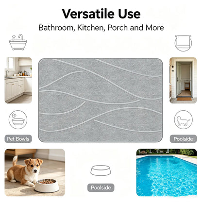 Stone Bath Mat Diatomaceous Earth Shower Mat Non-Slip Super Absorbent Diatomite Stone Bath Mats for Bathroom Floor Quick Drying Natural Easy to Clean(23.6 x 15.4 in)