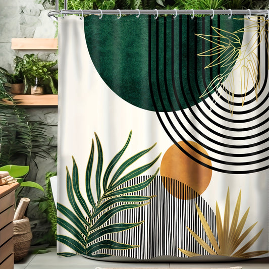 1pc 72inch*72inch Brown Black Bohemian Mid-Century Abstract Shower Curtain Set Modern Moon Phase Minimal Aesthetic Leaf Arch Geometric Watercolor Mushroom Decorative Bathroom Accessories