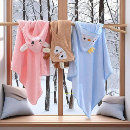 Premium Ultra Soft Absorbent Bath Towel 31.5×31.5 Inch / 80×80cm, Breathable Adorable Animal Pattern Towel, Multi-Purpose All-Season Essential