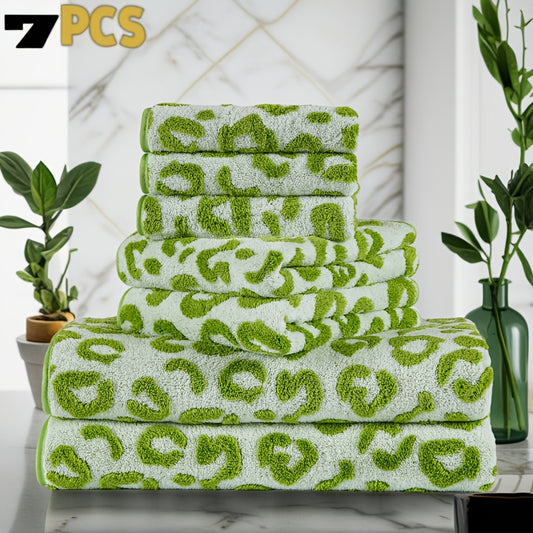 [Coral | Jacquard Craft] 7pcs Coral Bath Towel Set | Jacquard Craft, 70 * 140cm/27.5 * 55in + 42 * 70cm/16.5 * 27.5in + 35cm * 35cm/13.7in * 13.7in, Perfect for Women, Gym, Party, Gift, Vacation, Hotel, Home, Kitchen Supplies, Christmas Gift