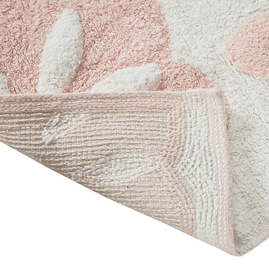 Cotton Tufted Bath Rug with Medallion Design, Plush Absorbent Bathroom Mat for Tub Shower Vanity, Machine Washable, Non-Slip Backing Recommended, 20x30 Inches, Pink